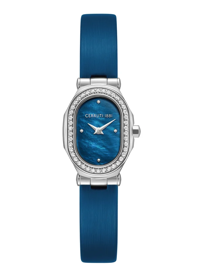 Aosta Blue Mother of Pearl Dial Leather Strap Analog Watch for Women 19mm
